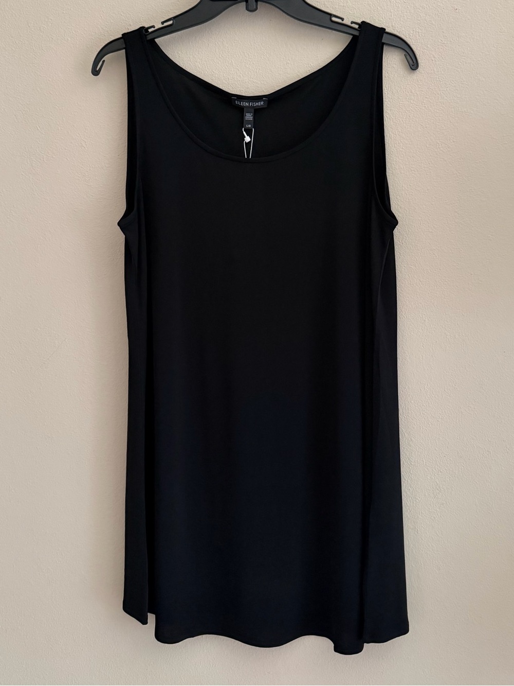 Eileen Fisher Stretch Silk Jersey Scoop Neck Tunic Black L NWT $148